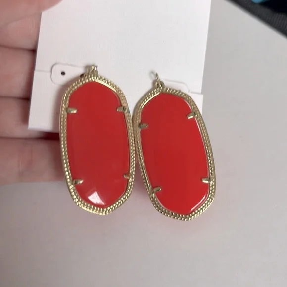 Lot of 2x [Kendra Scott] Danielle Faceted Drop Earrings Red/Gold & Black/Gold - Picture 11 of 15